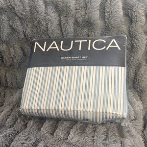 Nautica Striped Queen Sheet Set in Blue and White